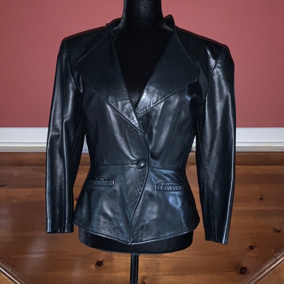 - Leather Fully Lined Blazer - - Picture 1 of 9